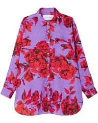 AZ FACTORY - Hibiscus-print Satin-finish Shirt - Lyst