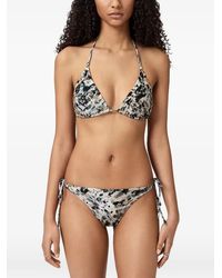 AllSaints - Abstract-Print Halterneck Bikini - Lyst
