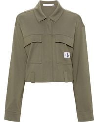 Calvin Klein - Zip-up Cropped Jersey Jacket - Lyst