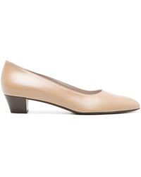 The Row - Neutral Luisa 35 Square-toe Leather Pumps - Lyst