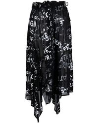 Y's Yohji Yamamoto - Graphic-print Drawstring Midi Skirt - Lyst
