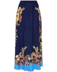 Etro - Floral-Print Silk Skirt - Lyst