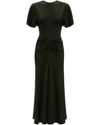 Victoria Beckham - Robe Mi-Longue À Taille Froncée - Lyst