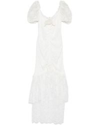 Alessandra Rich - Maxi-Jurk Met Pofmouwen En Kant - Lyst