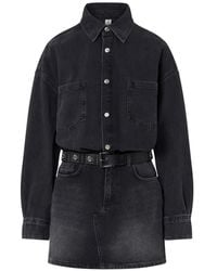 Liu Jo - Short Denim Dress With Belt - Lyst