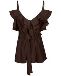 P.A.R.O.S.H. - Ruffled Belted Blouse - Lyst