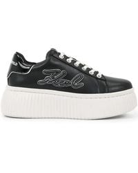 Karl Lagerfeld - Sneakers Met Geborduurd Logo En Plateauzool - Lyst