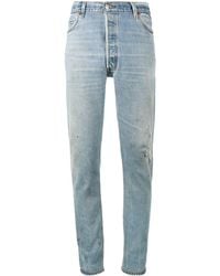 RE/DONE Levi's Distressed High Waisted Slim Fit Jeans - Blue