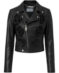 Philipp Plein - Cropped Biker Jacket Flower - Lyst