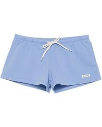 Sporty & Rich - Drawstring-Waist Logo-Patch Shorts - Lyst