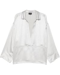 Giorgio Armani - V-Neck Long-Sleeve Blouse - Lyst