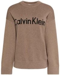 Calvin Klein - Gestrickter Pullover Mit Logo - Lyst