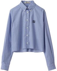 Miu Miu - Checked Cropped Cotton Shirt - Lyst