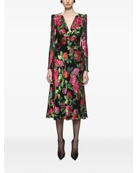 Nissa - Floral Silk And Viscose Midi Dress - Lyst