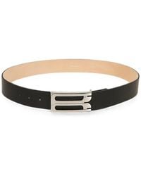 Victoria Beckham - Logo-Buckle Grained Leather Belt - Lyst