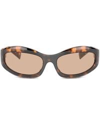 Miu Miu - Tortoiseshell-Effect Logo-Plaque Sunglasses - Lyst