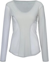 Issey Miyake - Mesh-Panel Long-Sleeve Shirt - Lyst