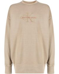 Calvin Klein - Logo-Embroidered Crew-Neck Sweatshirt - Lyst
