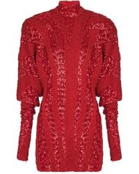 Balmain - Sequin Mock-Neck Mini Dress - Lyst