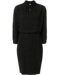 Boutique Moschino Fitted Gathered Collar Dress - Zwart