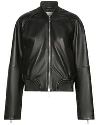 Sportmax - Ribbed-Trim Leather Jacket - Lyst