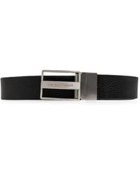 Emporio Armani - Reversible Leather Belt With A Rectangular Plaque Buckle - Lyst