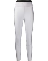 Moncler Legging crop à effet métallisé - Gris
