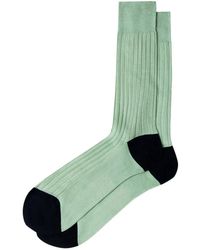 Hackett - Ribbed-Knit Contrast-Heel Socks - Lyst