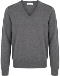 Jil Sander - Jersey De Cachemira Con Cuello En V - Lyst