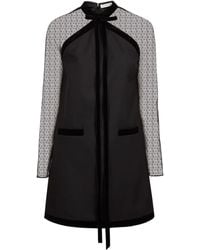 Nina Ricci - Mini-Jurk Met Fluwelen Afwerking En Tulen Mouwen - Lyst