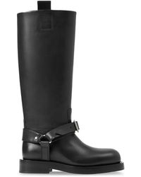 Burberry - Saddle Knee-High Leather Boots - Lyst