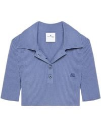 Courreges - Knitted Cropped Polo Top - Lyst