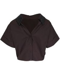Twp - Forever & Always Beaded Cropped Shirt - Lyst