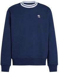KARL LAGERFELD - Ikon Striped-Neck Sweatshirt - Lyst