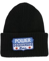DSquared² - Logo-Patch Ribbed-Knit Beanie Hat - Lyst