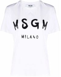 MSGM - Logo-print Short-sleeved T-shirt - Lyst