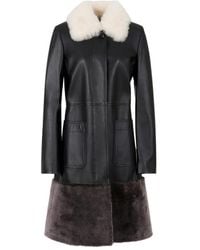 Marni - Manteau En Cuir À Doublure Lainée - Lyst