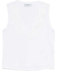 Blugirl Blumarine - Embroidered V-Neck Top - Lyst
