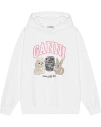 Ganni - Graphic-Print Hoodie - Lyst