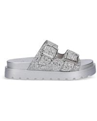 Buffalo - Raya Ari Glam Glitter-Effect Flat Sandals - Lyst