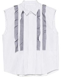 Sacai - Ruffled Striped Shirt - Lyst