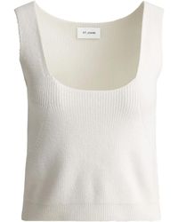 St. John - リブニット スクープネック トップ - Lyst