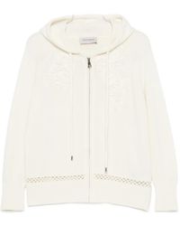 ERMANNO FIRENZE - Floral-Embroidered Open-Knit Hoodie - Lyst