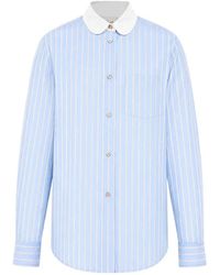 forte_forte - Chemise Rayée À Col Claudine - Lyst