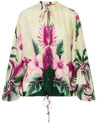 F.R.S For Restless Sleepers - Tropical-Print Drawstring Blouse - Lyst