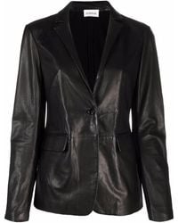 P.A.R.O.S.H. - Single-Breasted Leather Blazer - Lyst
