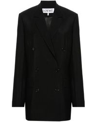 Loewe - Double Breasted Jacket In Mohair And Wool - Lyst