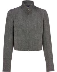 Ferragamo - Zip-up Cropped Tweed Jacket - Lyst