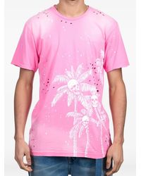 DOMREBEL - T-Shirt À Imprimé Tête De Mort Et Effet Taches De Peinture - Lyst