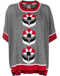 Moschino - Intarsia-Knit Floral Poncho Top - Lyst